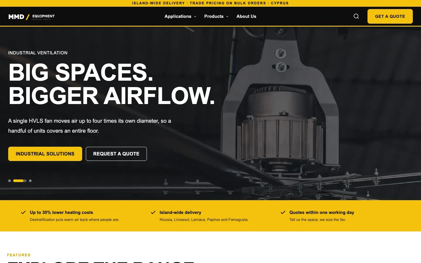 MMD Equipment website, screenshot