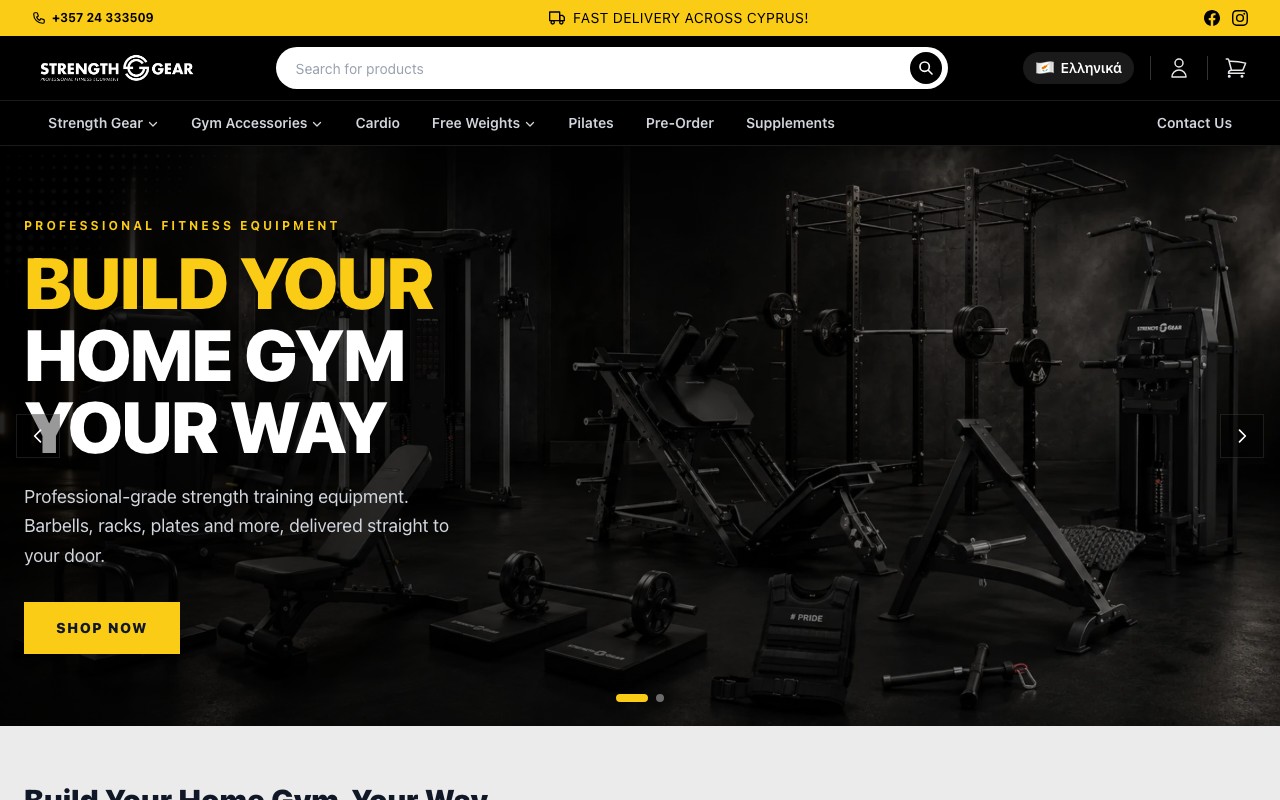 OnOff Strength Gear online store homepage