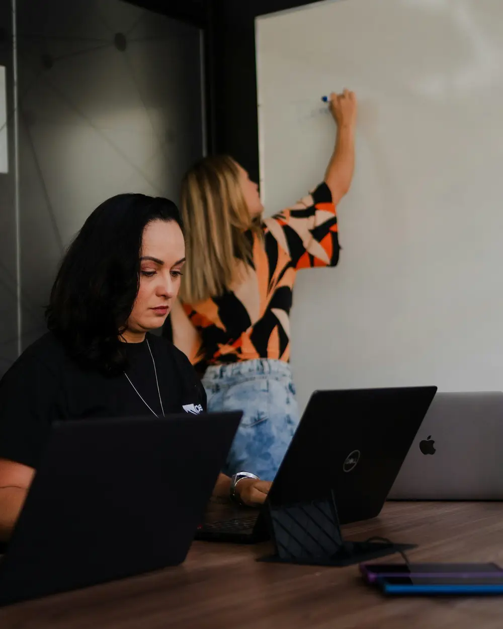 Our team planning a project at the whiteboard