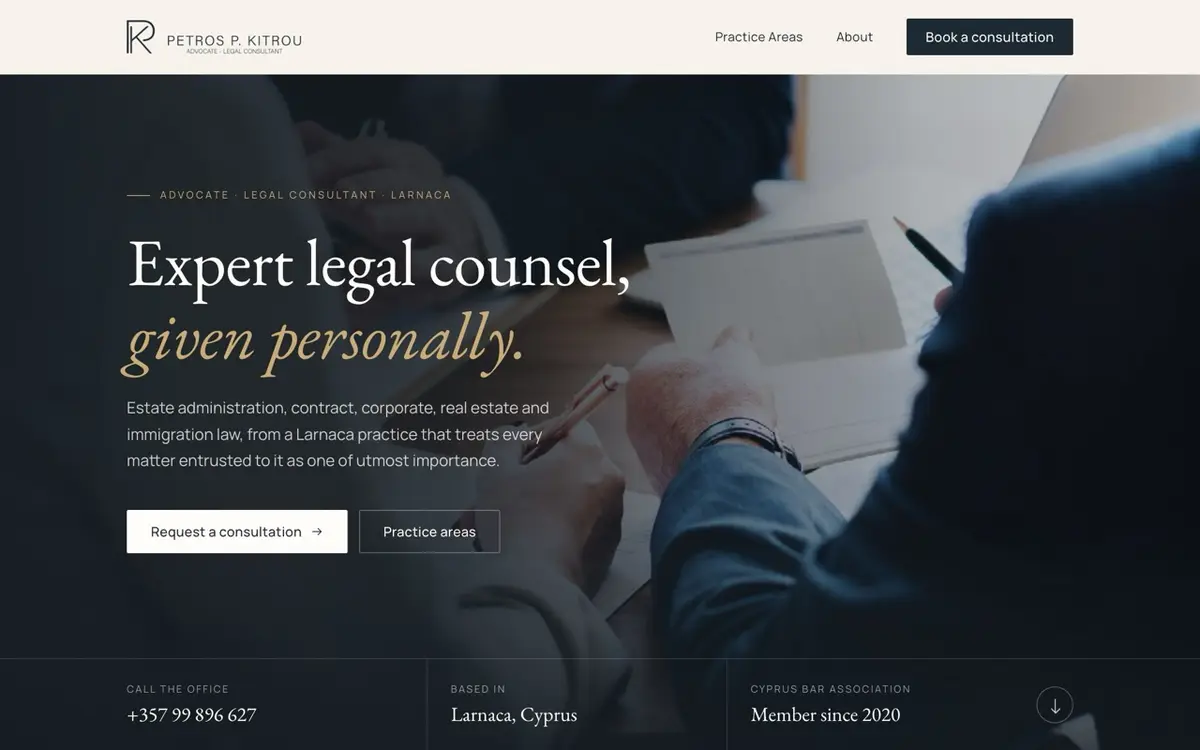 Kitrou Law website homepage